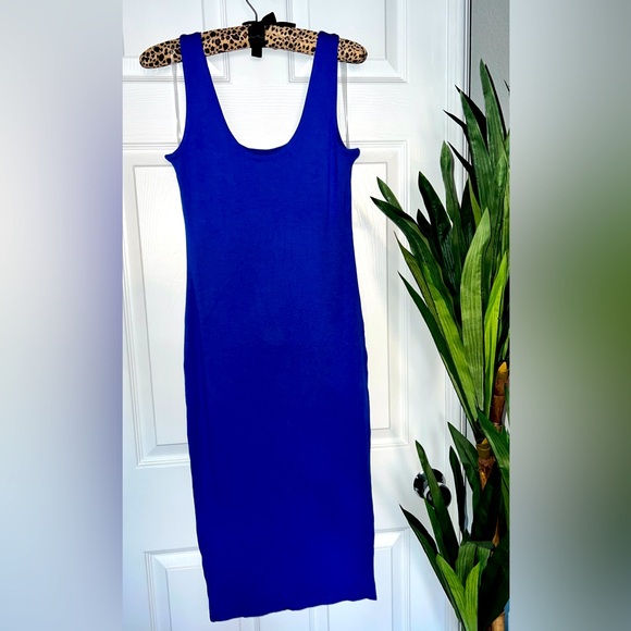 BAR III ROYAL COBALT BLUE MIDI very STRETCHY FULLY lined DRESS XS S NWT - Picture 4 of 8